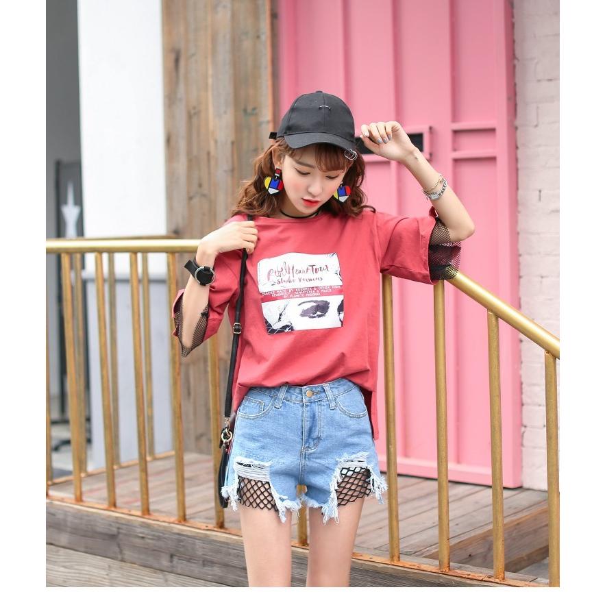 デニムショートパンツ レディース ショーパン ホットパンツ ショーパン ボトムス ハイウエスト 網タイツ重ね着 Dk1703 Sevenplus 通販 Yahoo ショッピング