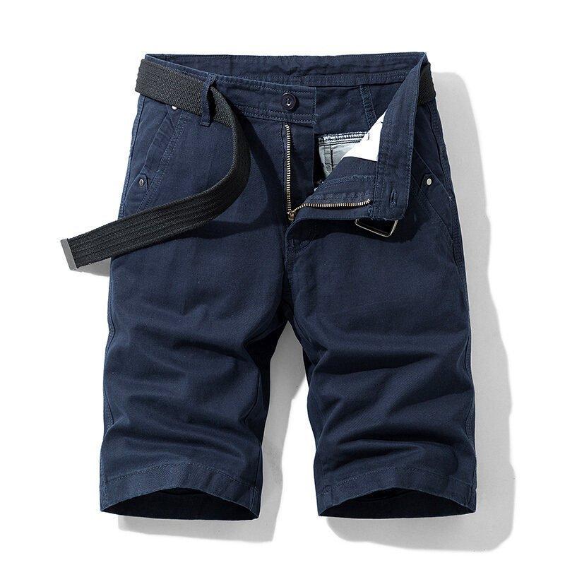 メンズ ワークパンツ ストレート 膝丈 ハーフパンツ 無地 定番 シンプル 100％綿 通気 パンツ 夏物 黒 | ホームアイホーム | 03