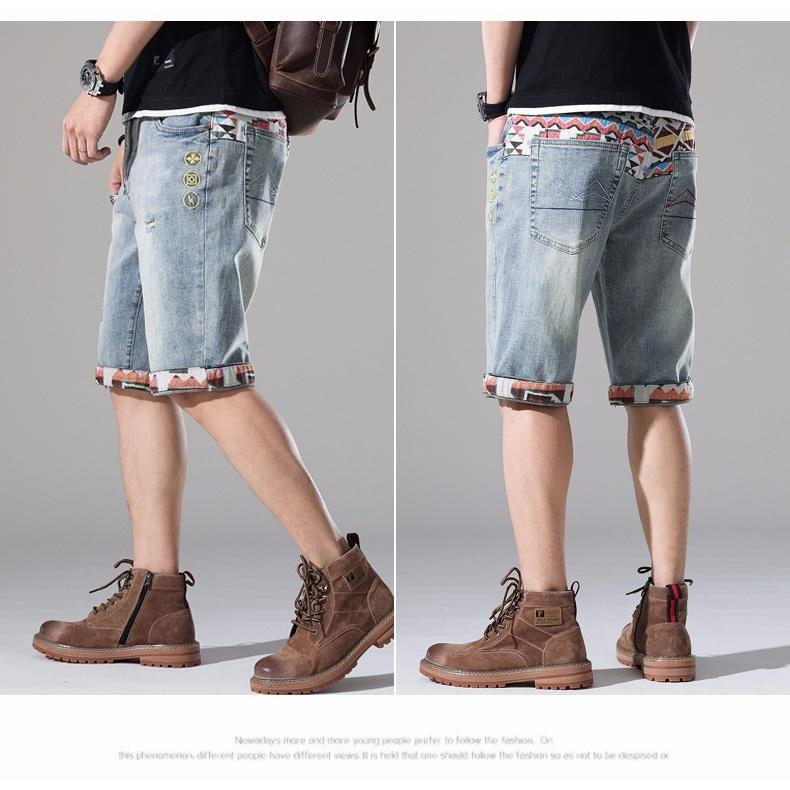 デニム ショートパンツ ハーフパンツ メンズ ストレッチ デザイン 個性 ヴィンテージ 半ズボン 短パン カラフル ダメージ 夏 ホワイト 白 | ホームアイホーム | 13