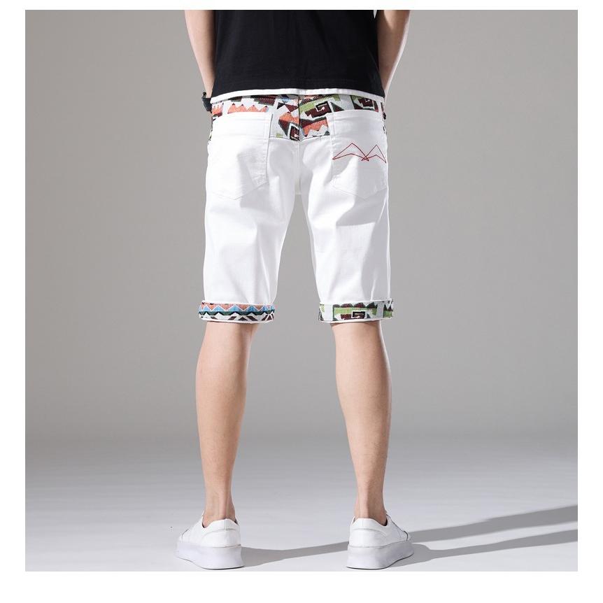 デニム ショートパンツ ハーフパンツ メンズ ストレッチ デザイン 個性 ヴィンテージ 半ズボン 短パン カラフル ダメージ 夏 ホワイト 白 | ホームアイホーム | 09