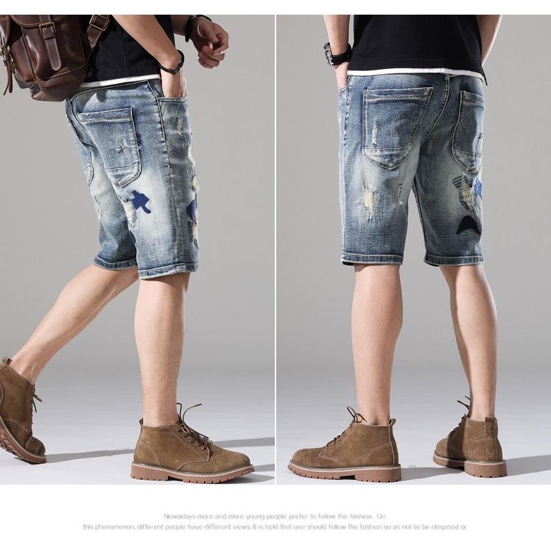 ハーフパンツ 短パン デニム メンズ ストレッチ 個性 デザイン ヴィンテージ ストレッチ カジュアル ダメージ ユーズド加工 ショートパンツ | ホームアイホーム | 05
