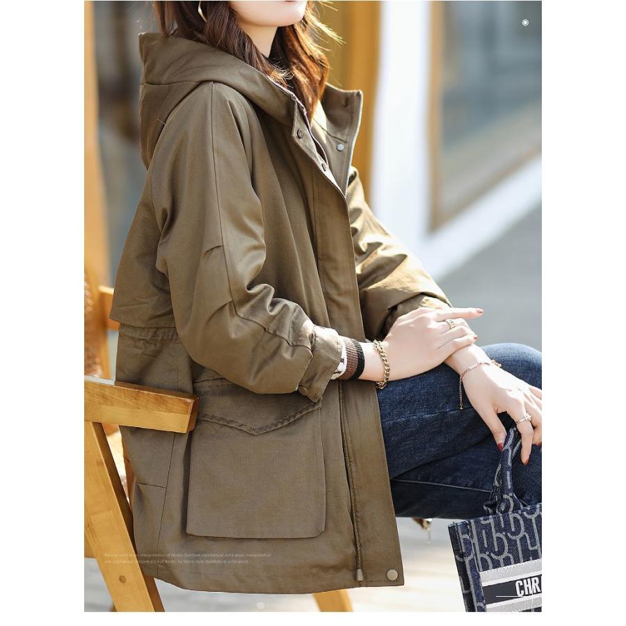 ホームアイホーム ミリタリージャケット ウエスト紐付き フード付き