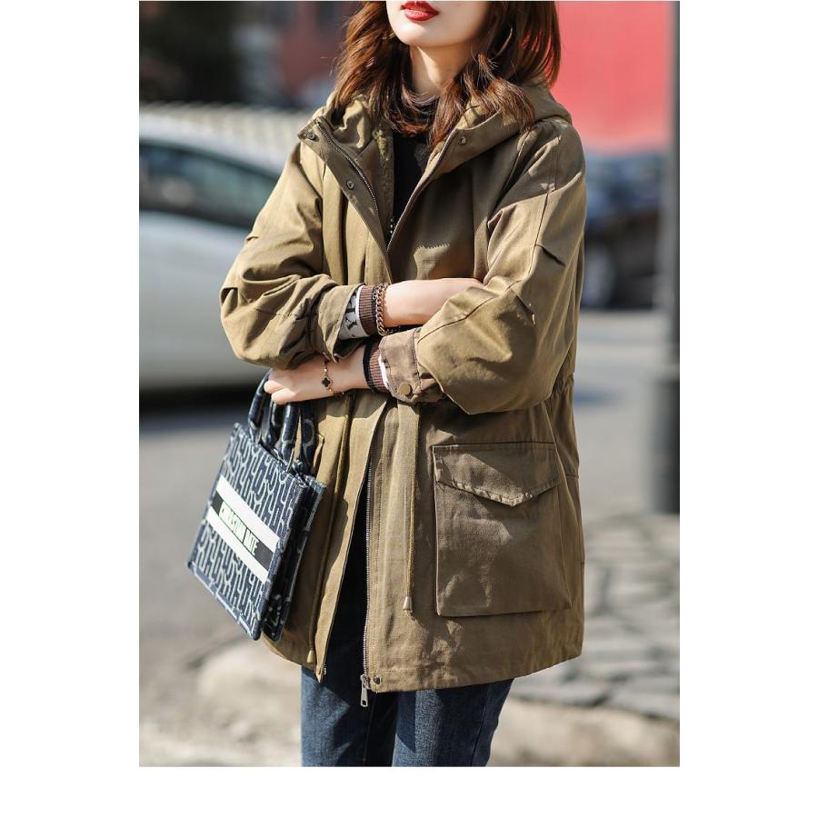 ホームアイホーム ミリタリージャケット ウエスト紐付き フード付き