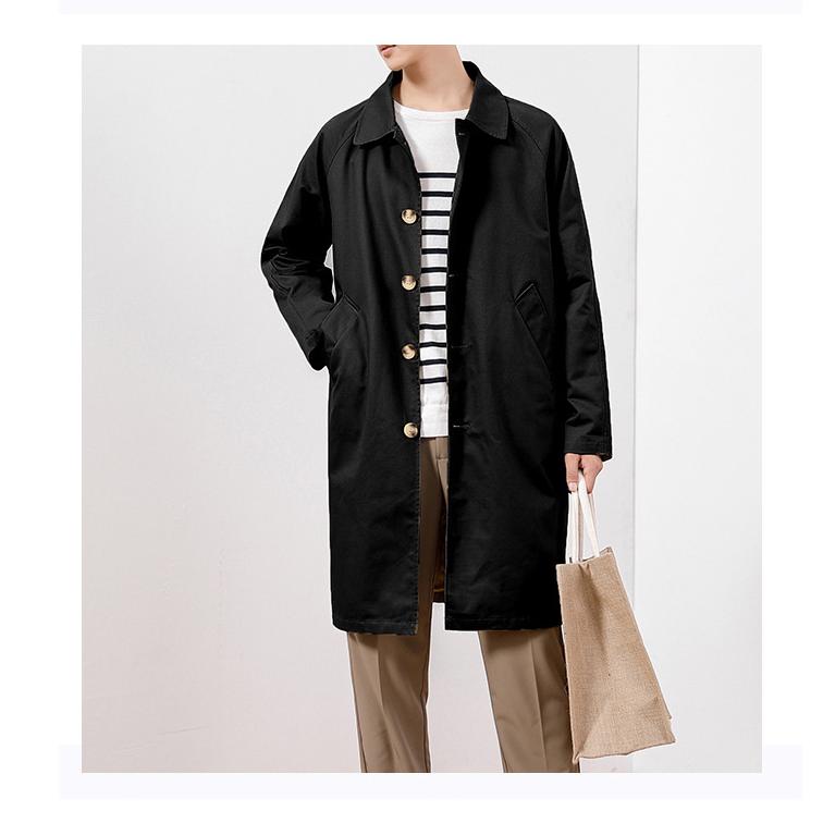 ホームアイホーム ステンカラーコート メンズ 無地 ビジネスコート 膝