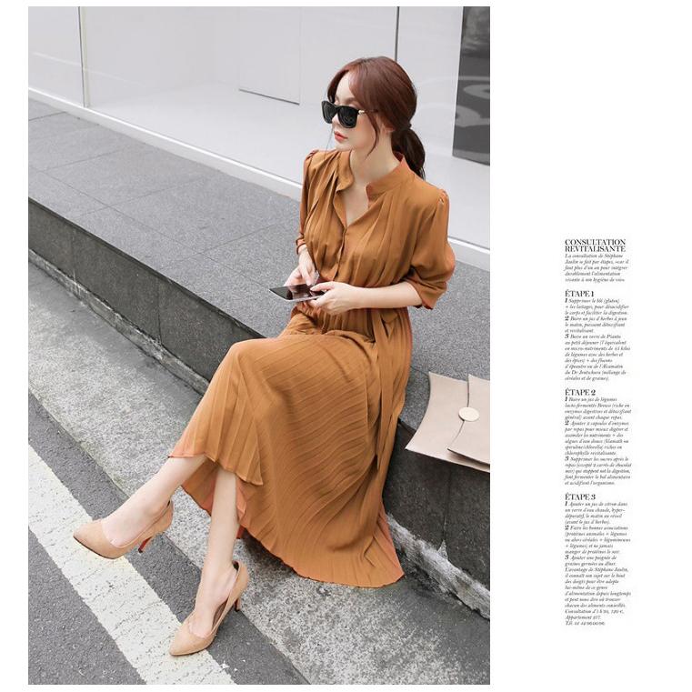 ホームアイホーム プリーツ ワンピース レディース 長袖 マキシ丈