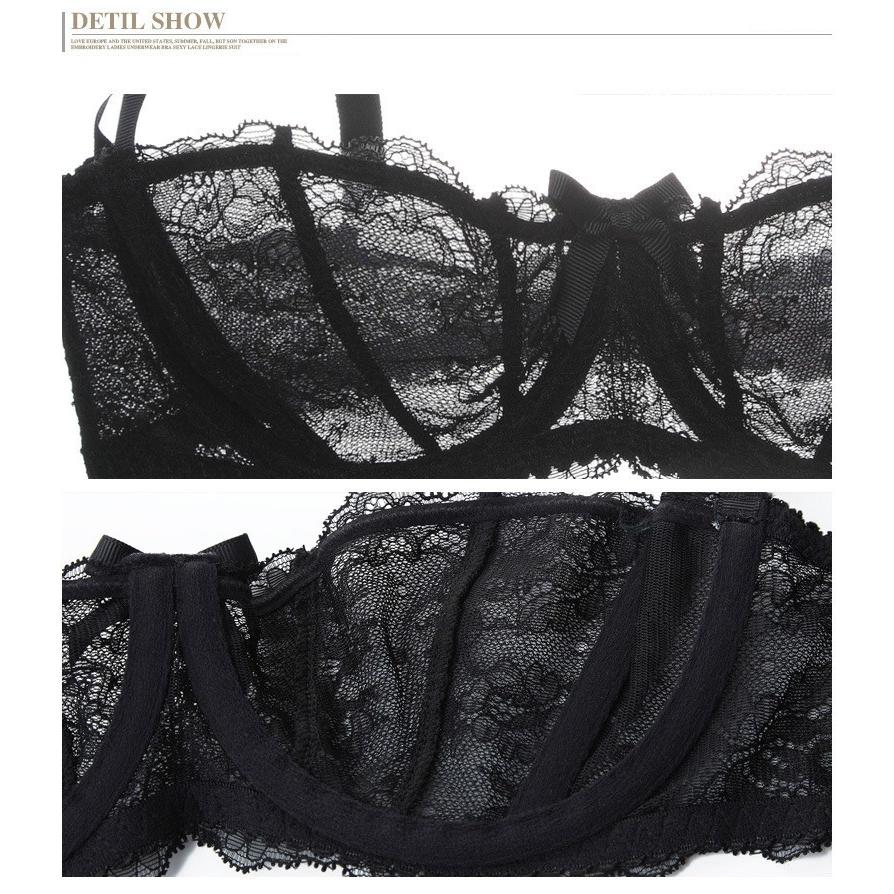 ブラジャーショーツセット シースルーブラジャー 下着女性 ノーパッド 美バストメイク 2点セット ハーフカップ レース 誘惑インナー | ホームアイホーム | 13