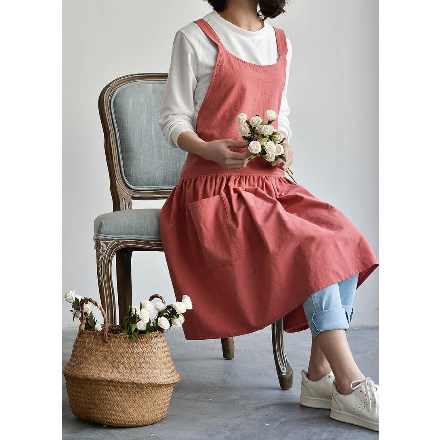 ドレスエプロン ワンピースエプロン カフェ ユニフォーム 花屋 リネン
