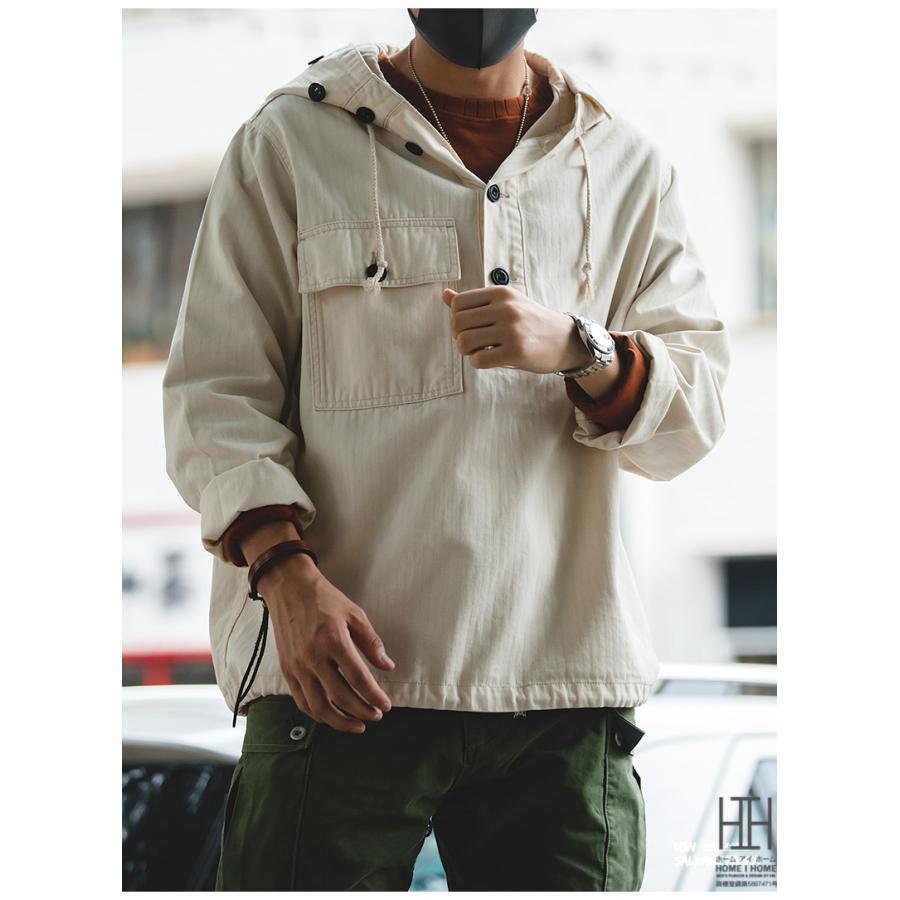 サルベージパーカー SALVAGE PARKA メンズ ヘリンボーン柄 ポケット アウター ミリタリー 大きいサイズ プルオーバー フードパーカー 綿 コットン おしゃれ 秋冬_11