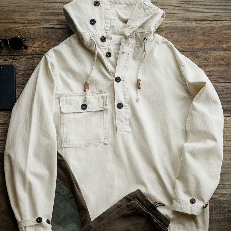 サルベージパーカー SALVAGE PARKA メンズ ヘリンボーン柄 ポケット アウター ミリタリー 大きいサイズ プルオーバー フードパーカー 綿 コットン おしゃれ 秋冬_13
