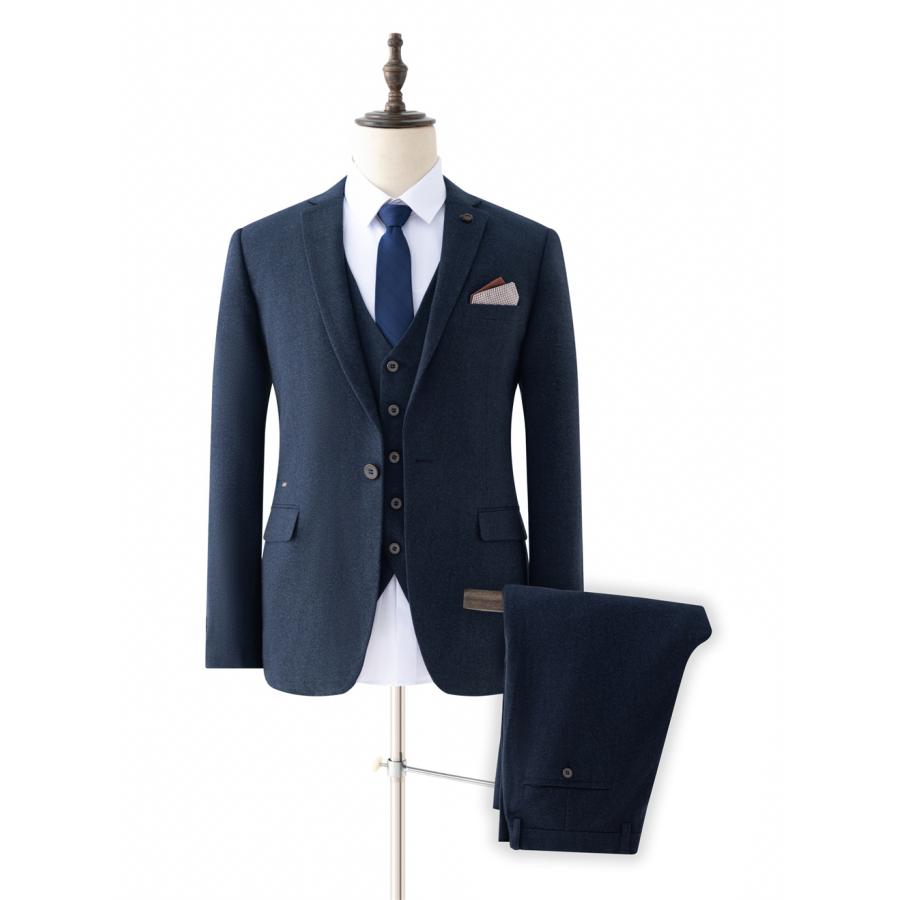 3ピース スーツ スリーピーススーツ メンズ ビジネス スーツ スリム ワンボタン シングル ジレ ベスト付き 三つ揃いスーツ ブローチ付属  ビジネススーツ | ホームアイホーム | 02