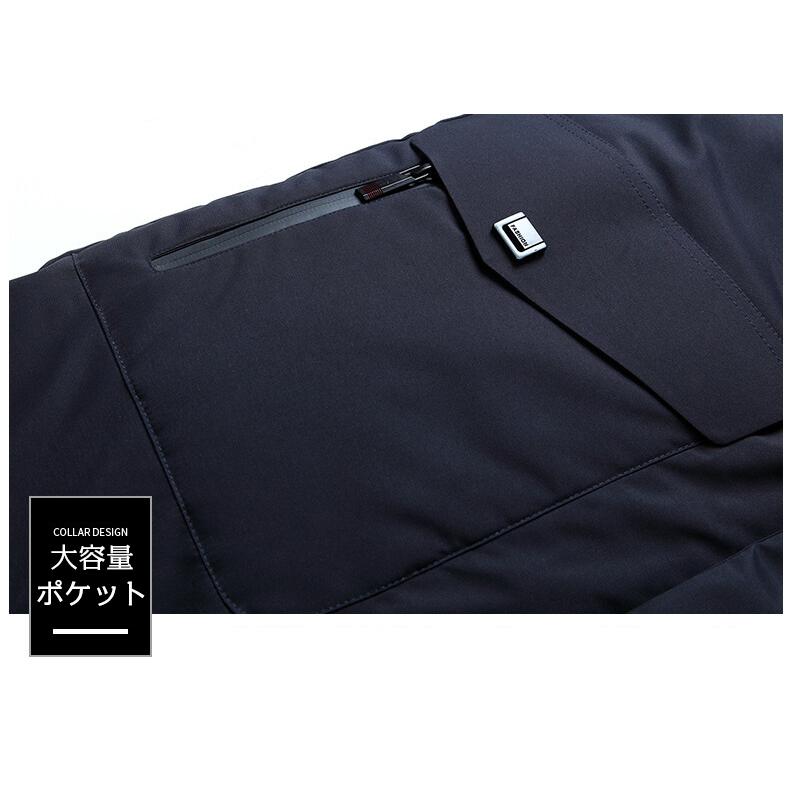 Blue workダウンジャケット ファー付きフード