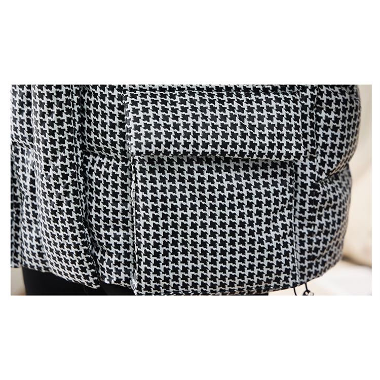 ホームアイホーム 千鳥柄ダウンジャケット ボリュームネック 脱着式