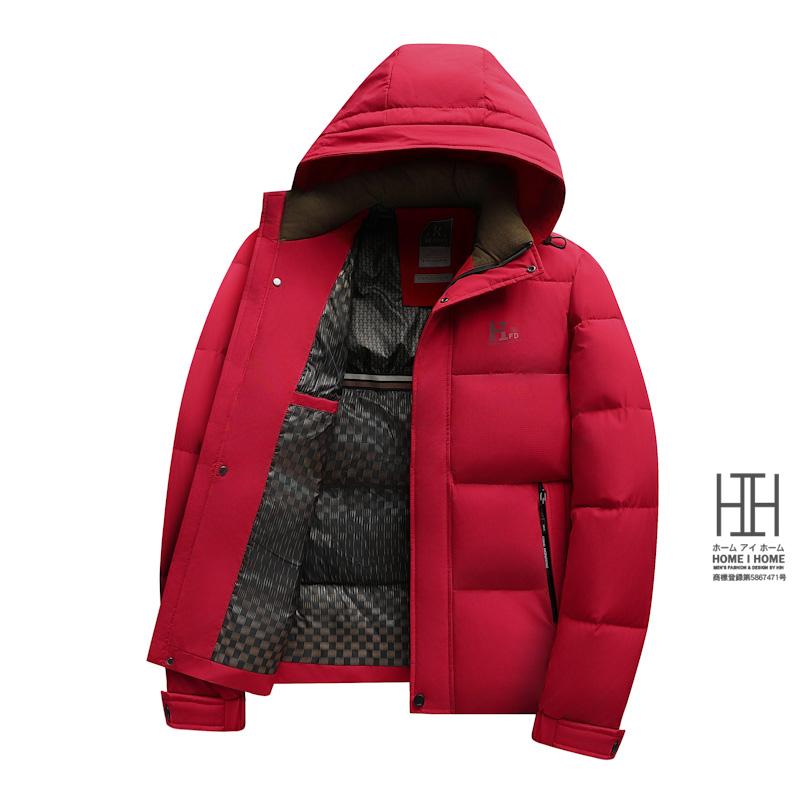 ホームアイホーム 中綿ジャケット メンズ 赤 ボリュームネック 三層