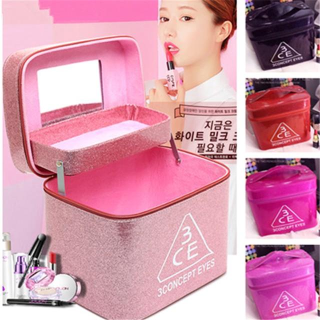 5色キラキラエナメル光沢メイクボックス コスメ収納化粧台化粧品収納鏡付き軽量持ち運びpuレザー防水横開き2段プロ 美容 大容量 アクセサリー Bao328 セブンシーズファッション 通販 Yahoo ショッピング