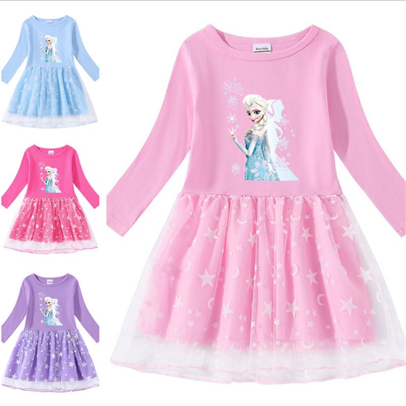 ディズニー アナと雪の女王 エルサ ワンピース チュール 長袖 ガールズ 子供服 プリンセス チュチュスカート