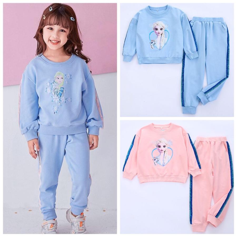 Disney ディズニー アナ雪 エルサ セットアップ キッズ 上下セット 2点セット 長袖 トップス トレーナー パンツ 長ズボン 通学着 通園着 Kids408 セブンシーズファッション 通販 Yahoo ショッピング