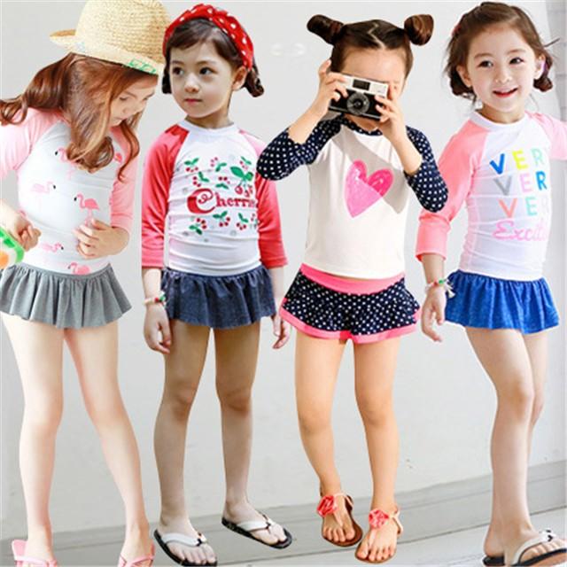 5color 2点セット キッズ 子供 水着 ラッシュガード スカート付きショーツパンツ バイカラー 女の子 花柄 長袖 日焼け対策 プール 海水浴 水遊び Mizugi236 セブンシーズファッション 通販 Yahoo ショッピング