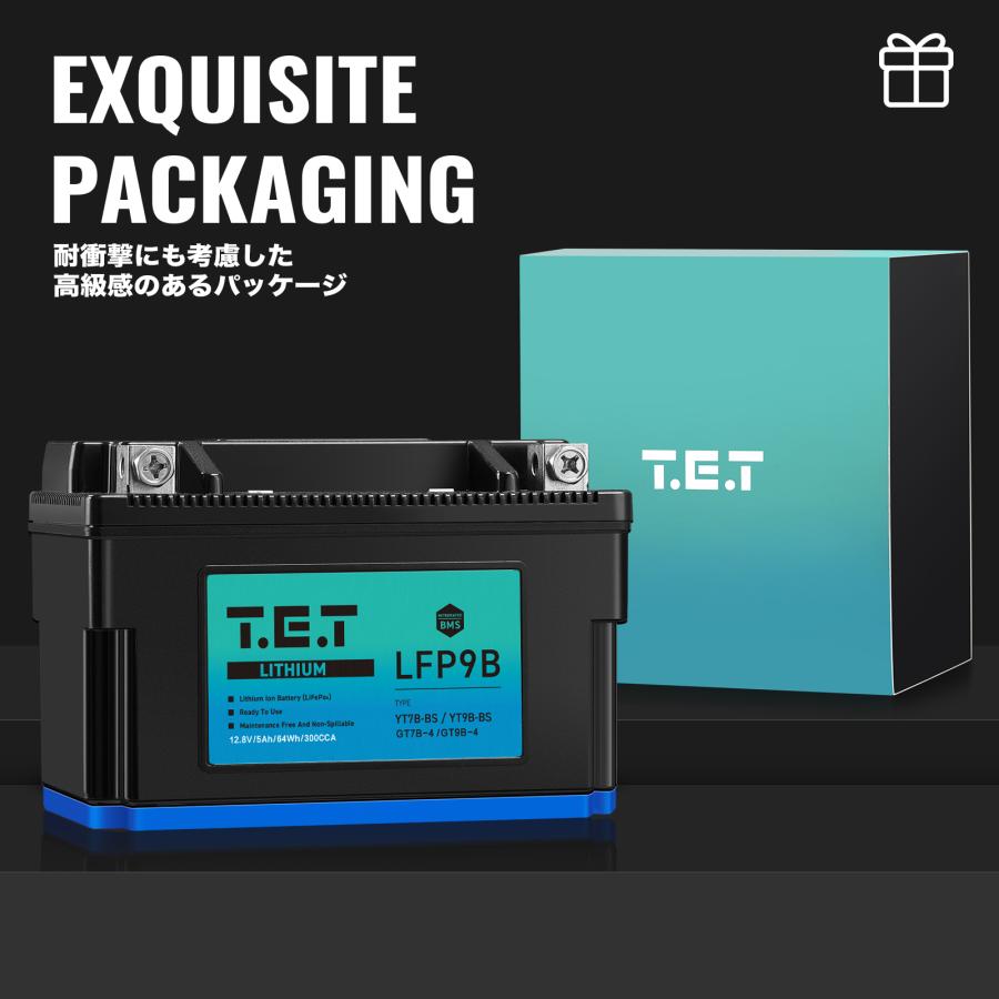 T.E.T LFP9B 超軽量 リチウムイオンバッテリーYT9B-BS GT9B-4 互換