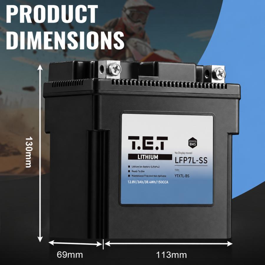 T.E.T LFP7L-SS 3Ah 超軽量 リチウムイオンバッテリー YTX7L-BS 専用