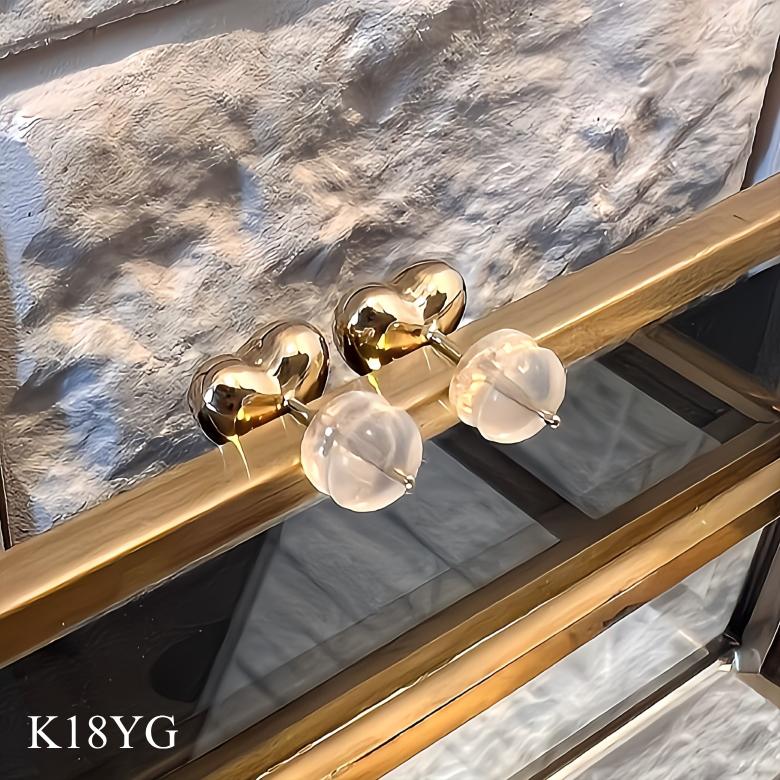 K18 ハートピアス 7mm 18金 ピアス スタッドピアス ハート イエローゴールド ピンクゴールド ハートモチーフ K18YG K18PG 地金 ジュエリー レディース アクセの画像