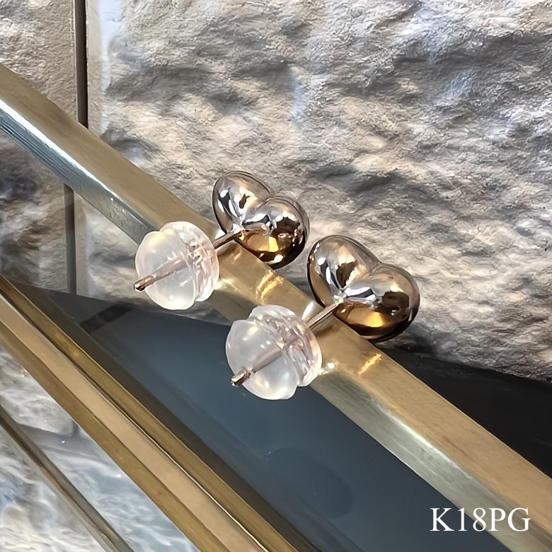 K18 ハートピアス 7mm 18金 ピアス スタッドピアス ハート イエローゴールド ピンクゴールド ハートモチーフ K18YG K18PG 地金 ジュエリー レディース アクセの画像