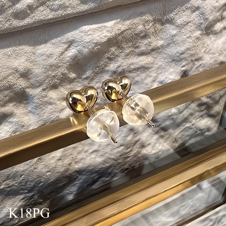 K18 ハートピアス 5mm 18金 ピアス スタッドピアス ハート イエロー