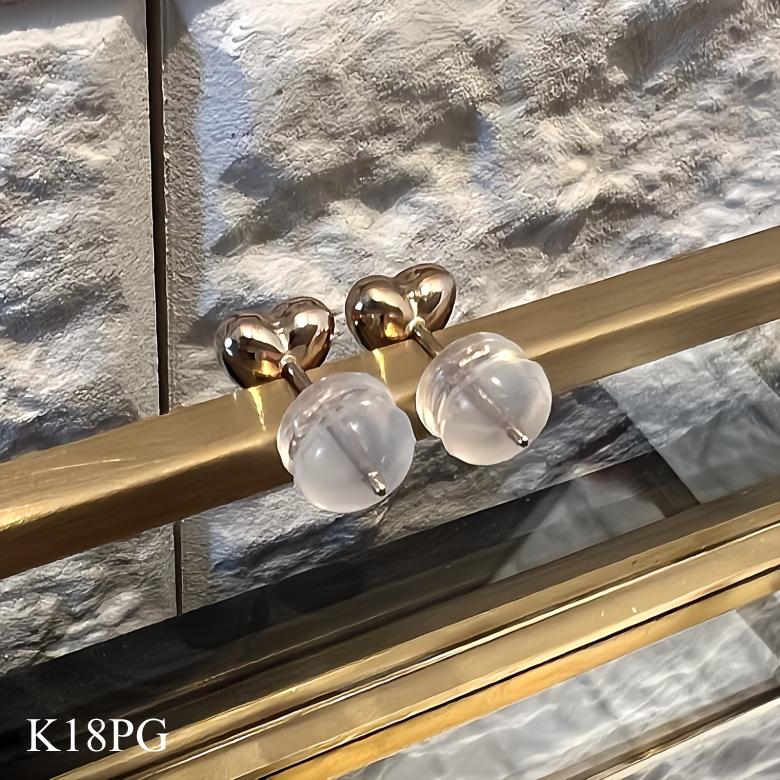 K18 ハートピアス 5mm 18金 ピアス スタッドピアス ハート イエロー