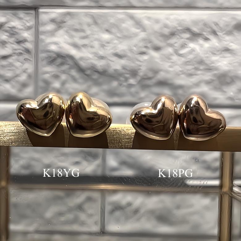 K18 ハートピアス 5mm 18金 ピアス スタッドピアス ハート イエロー
