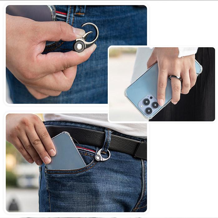 AirPodsPro 第2世代 カラビナ スマホリング キーホルダー フィンガー