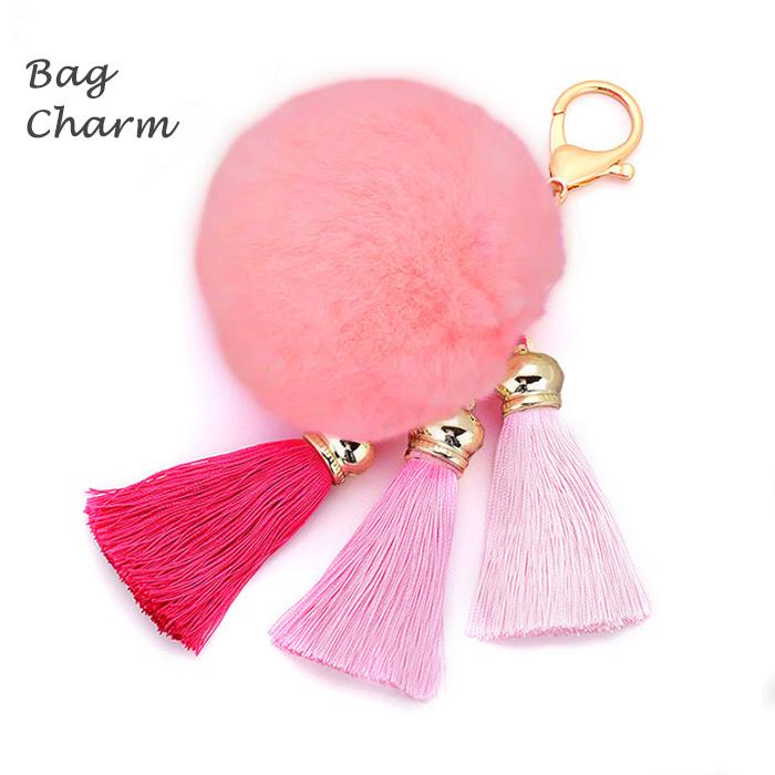 フェイクファー ファー ぽんぽん タッセル ポンポン しっぽ キーホルダー バッグチャーム タッセルチャーム フリンジ ゴールド かわいい 落下防止 鍵 紛失防止