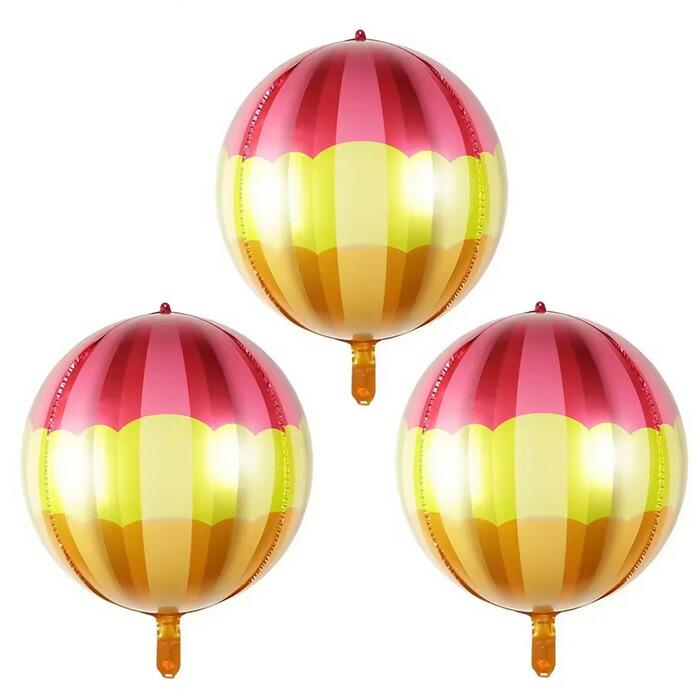 4Dバルーン 3枚セット 球体 熱気球 立体 バレンタインデー カラフル