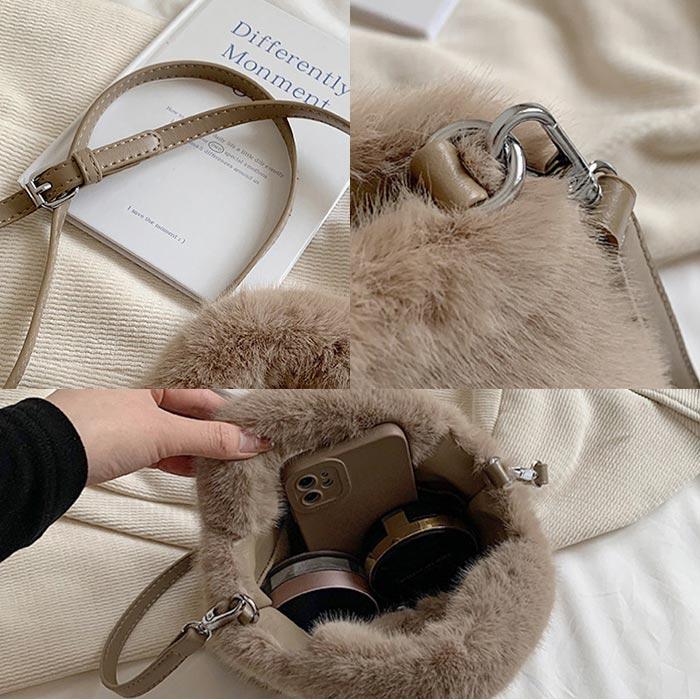 ミニショルダーバッグ フェイクファー 斜め掛け レディース エコファー  