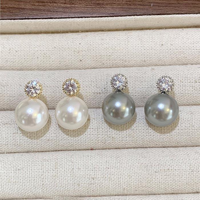 フェイク パール 結婚式 二次会 花嫁 スタッドピアス グレーパール 大粒 大ぶり 入学式 卒業式 フォーマル お呼ばれ レディース パール ピアス 12mm 一粒石 |  | 10