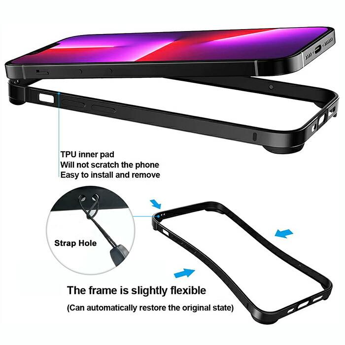 バンパーケース 耐衝撃 iPhone13mini ワイヤレス充電対応 薄型 軽量 カバー アルミ フレーム 側面保護 |  | 06