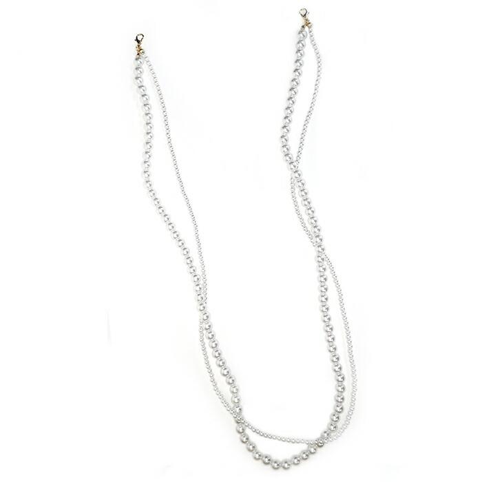 2連 ネックレス ロング107cm ショート73cm パール ビーズ airpods pro アクセサリー 落下防止 紛失防止 イヤホン メガネチェーン マスクホルダー 4Way |  | 10