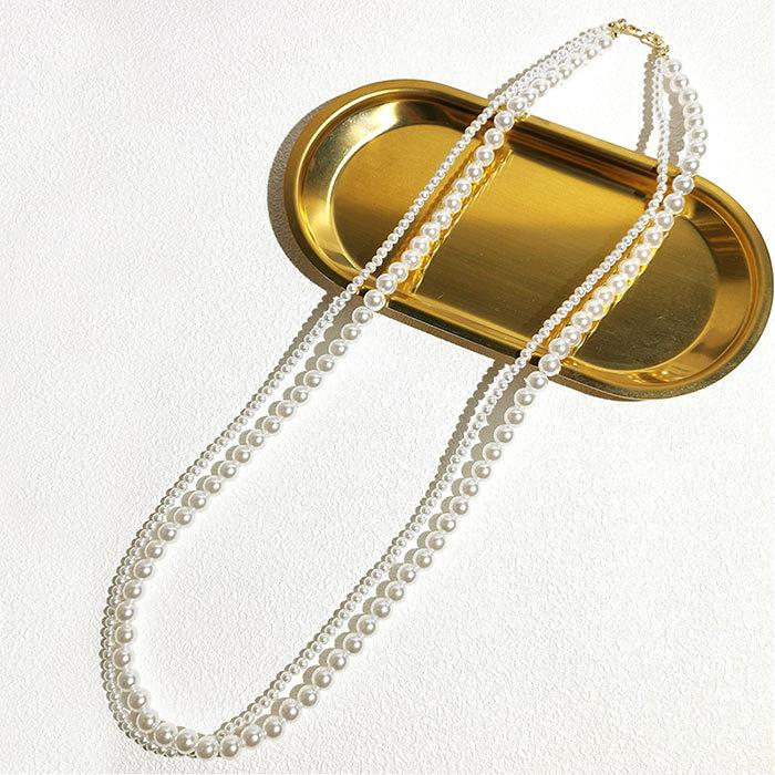 2連 ネックレス ロング107cm ショート73cm パール ビーズ airpods pro アクセサリー 落下防止 紛失防止 イヤホン メガネチェーン マスクホルダー 4Way |  | 02