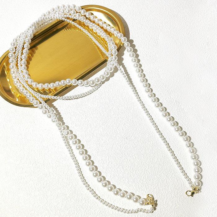 2連 ネックレス ロング107cm ショート73cm パール ビーズ airpods pro アクセサリー 落下防止 紛失防止 イヤホン メガネチェーン マスクホルダー 4Way |  | 03