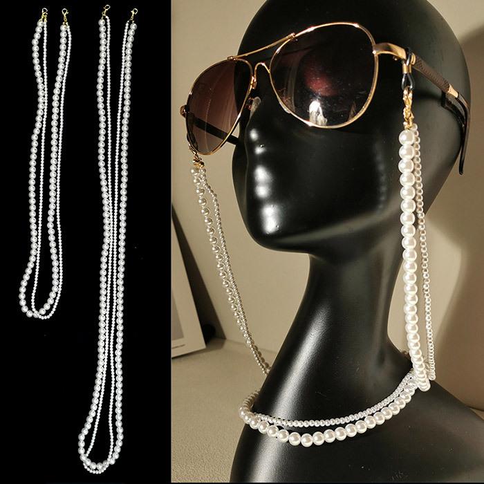 2連 ネックレス ロング107cm ショート73cm パール ビーズ airpods pro アクセサリー 落下防止 紛失防止 イヤホン メガネチェーン マスクホルダー 4Way |  | 07