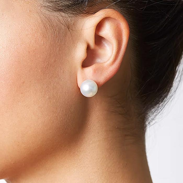 スタッドピアス パール 一粒 ピアス 10mm 12mm 14mm 大粒パール
