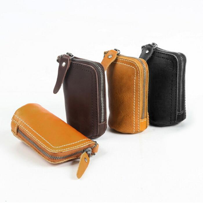 ミニ財布 ファスナー付き小物収納ポーチ 車鍵入れ キーケース カラビナ