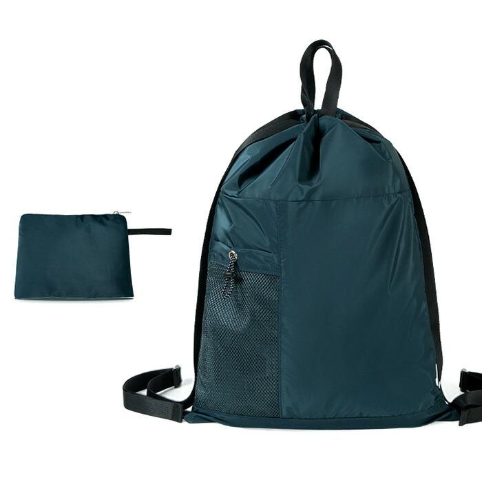 ナップサック 巾着バッグ 持ち手付き 2WAY ポケッタブル メンズ