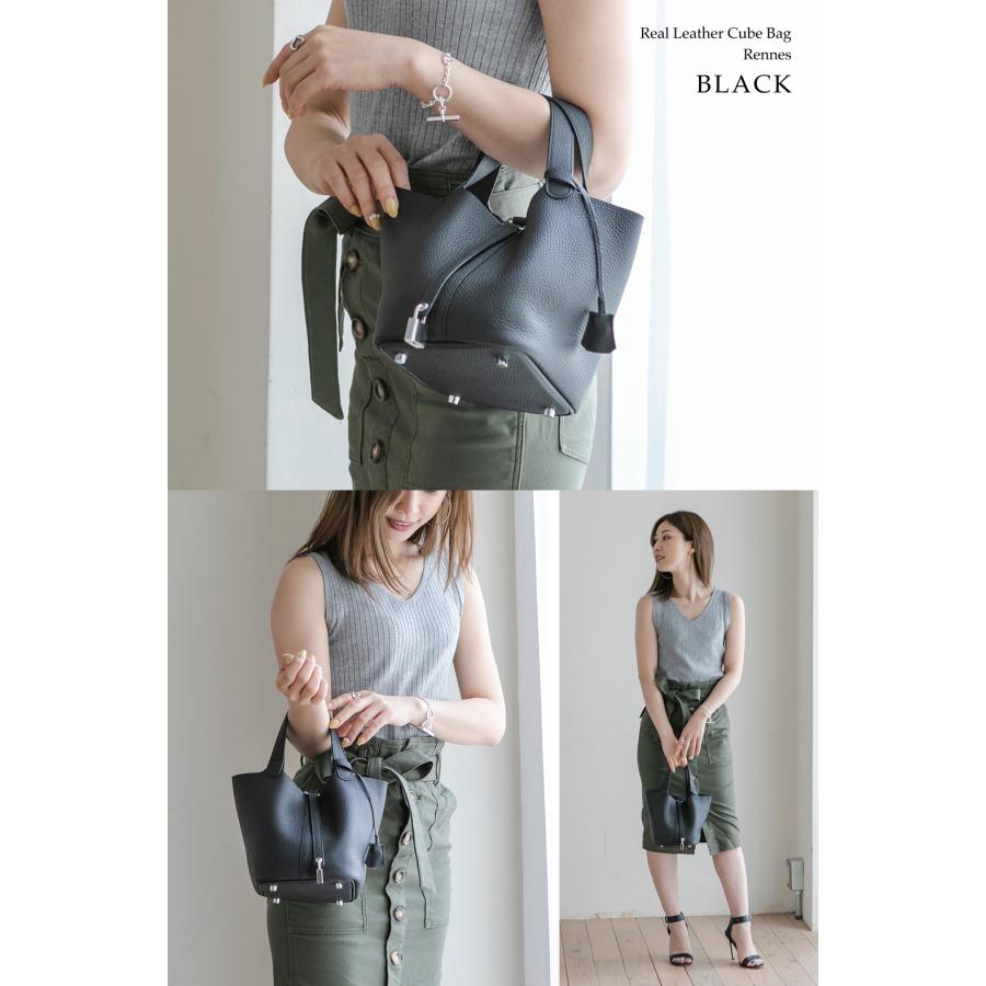 RENNES シルバー金具ver 本革 キューブバッグ Sサイズ ハンドバッグ