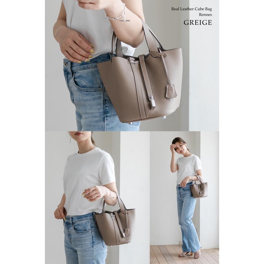 RENNES シルバー金具ver 本革 キューブバッグ Sサイズ ハンドバッグ