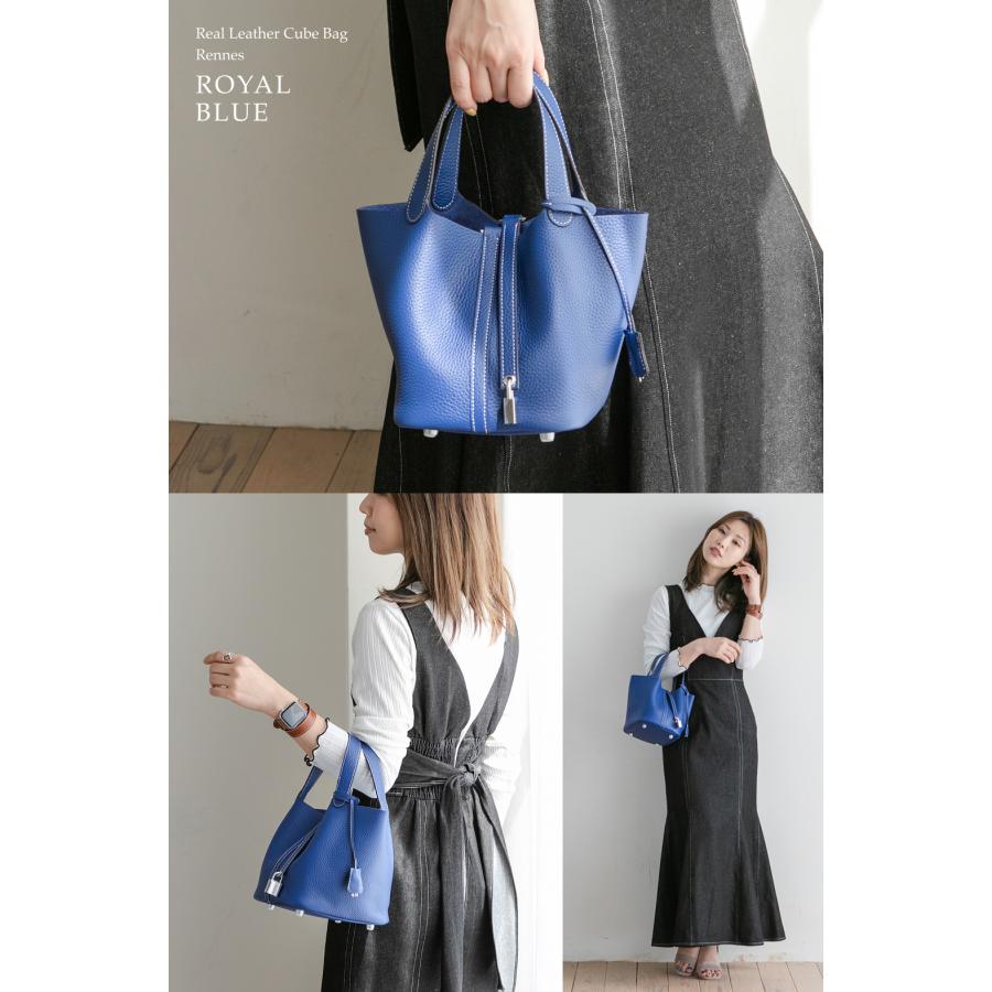 RENNES シルバー金具ver 本革 キューブバッグ Sサイズ ハンドバッグ