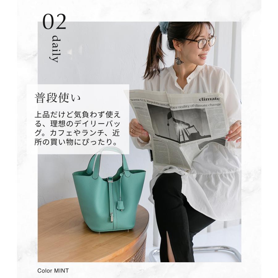 RENNES シルバー金具ver 本革 キューブバッグ Mサイズ ハンドバッグ