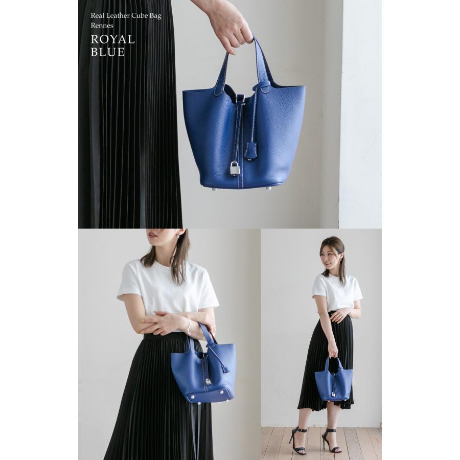 RENNES シルバー金具ver 本革 キューブバッグ Mサイズ ハンドバッグ
