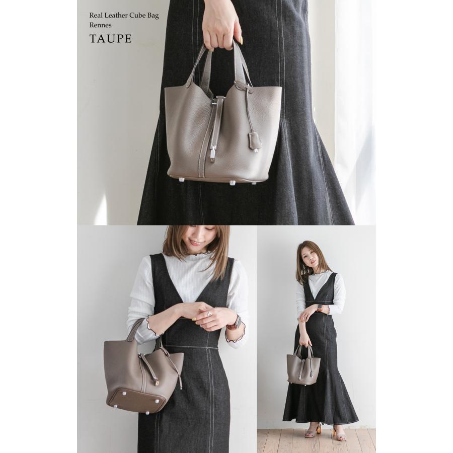 【超高品質本革】キューブバッグ　22cm MMサイズ　ブラック　シルバー金具 RENNES シルバー金具ver 本革 キューブバッグ Mサイズ ハンドバッグ