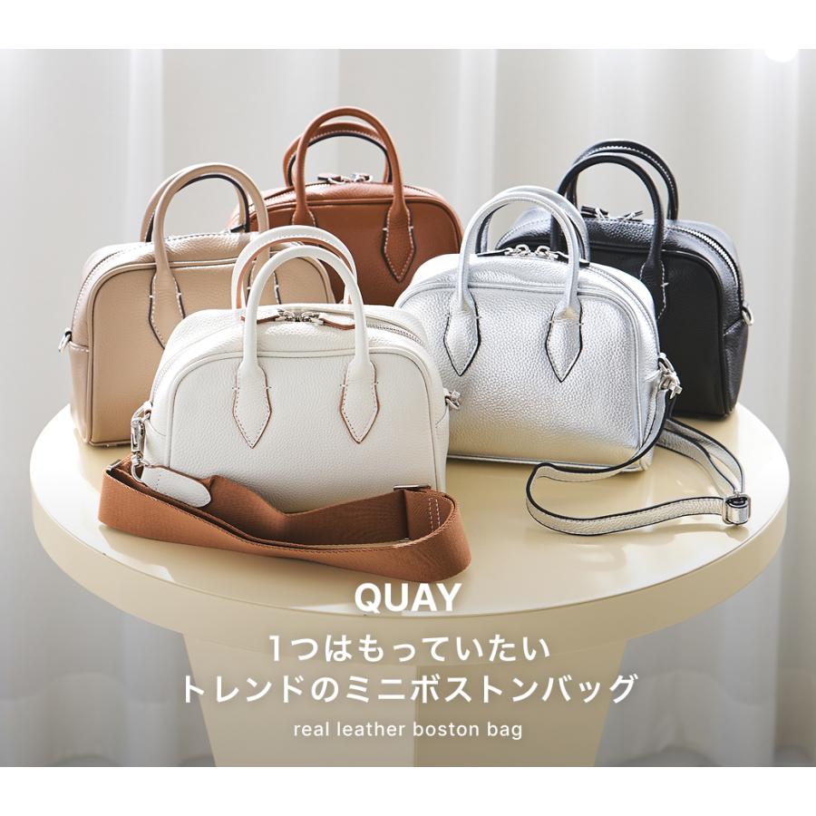 QUAY 2way 本革 ミニボストンバッグ 革 ショルダーバッグ レディース