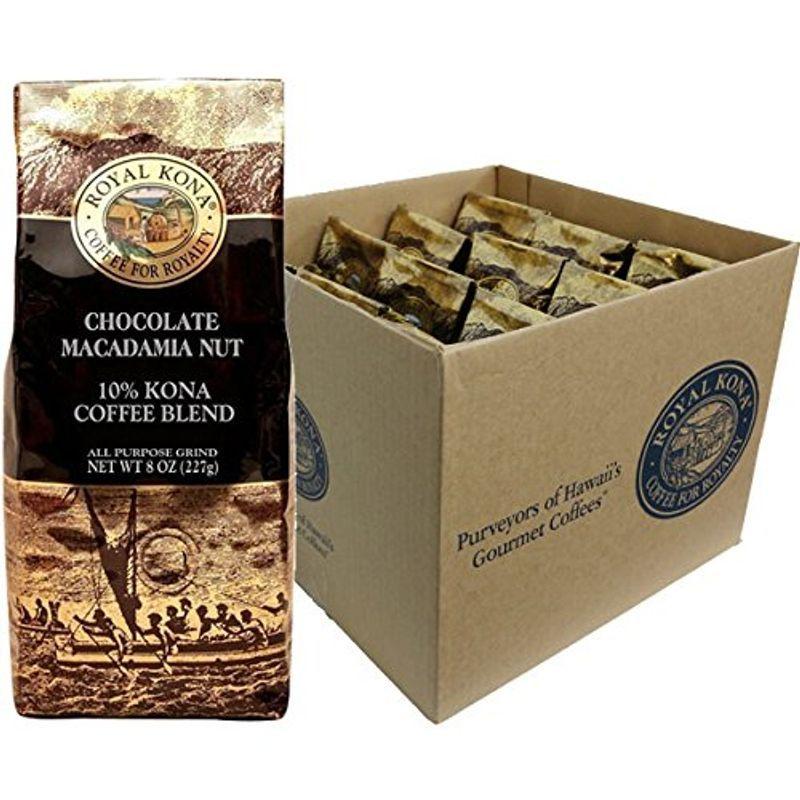 (ロイヤルコナコーヒー) チョコレート マカダミア フレーバー コナブレンド コーヒー 227g×12パック (粉)