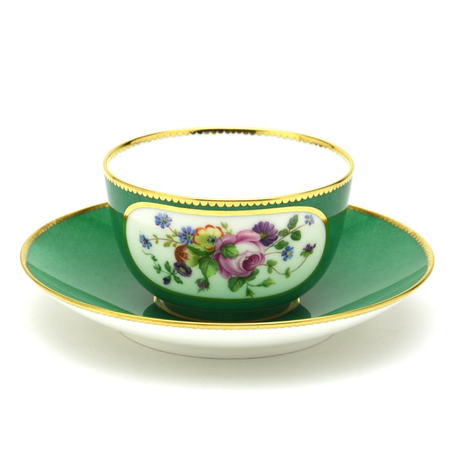 ランキング21 セーブル Sevres 希少 軟質磁器 食器 18世紀の花文様 カラーブル Vert 3 ティーカップ ティーカップ ソーサー Www Quantumbytestore Com